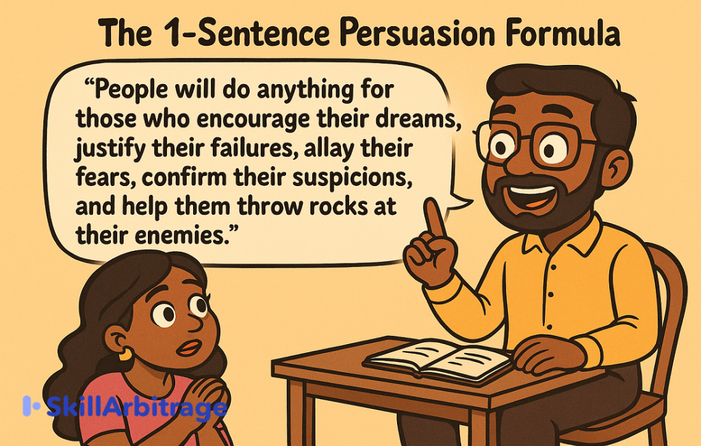Decorative image for 1 sentence persuasion formula