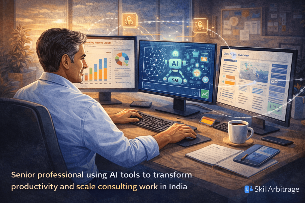 Senior professional using AI tools to transform productivity and scale consulting work in India