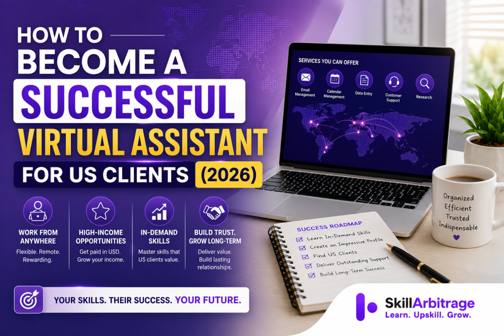 Become a virtual assistant for US clients from India: pick a niche, price in USD, win work with a paid trial task, and file W-8BEN before your first payout