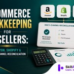 E-commerce bookkeeping records sales, fees and refunds at gross, then ties the net Amazon or Shopify payout to a clearing account that must clear to zero